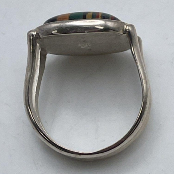 Sterling Silver JAY KING DTR Rainbow Calsilica Cabochon Square Ring Size 9 - Picture 7 of 12